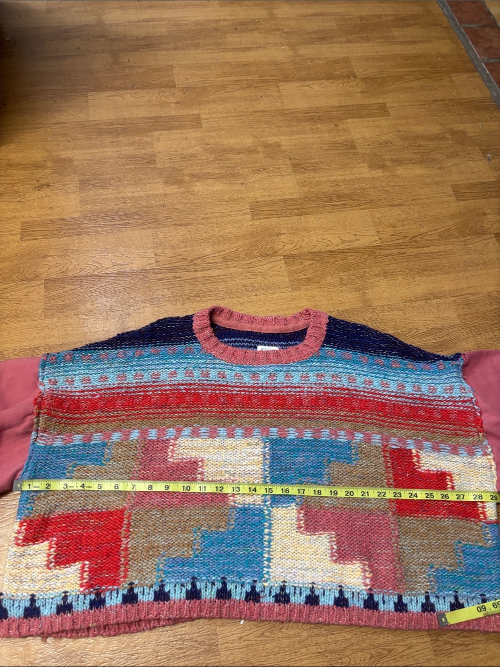 Pilcro Multicolor Geometric Knit Sweater with Coral Sleeves - Picture 12 of 12